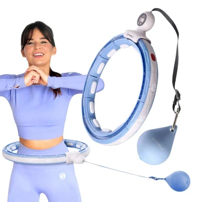 HMS Sada masážní hula hoop HHM15 se závažím, magnety a počítadlem a zeštíhlujícícho pásu BR163 modrá