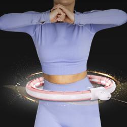 HMS Sada masážní hula hoop HHM15 se závažím, magnety a počítadlem a zeštíhlujícího pásu BR163 růžová