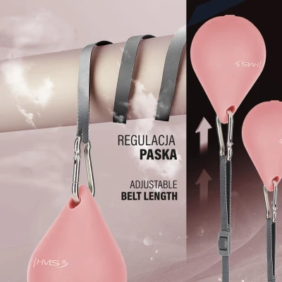 HMS Sada masážní hula hoop HHM15 se závažím, magnety a počítadlem a zeštíhlujícího pásu BR163 růžová