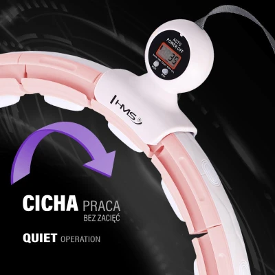 HMS Sada masážní hula hoop HHM15 se závažím, magnety a počítadlem a zeštíhlujícího pásu BR163 růžová