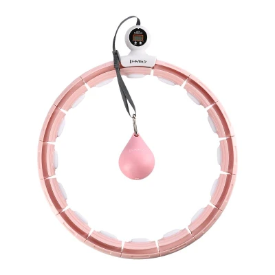 HMS Sada masážní hula hoop HHM15 se závažím, magnety a počítadlem a zeštíhlujícího pásu BR163 růžová