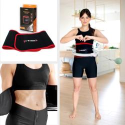 HMS Sada masážní hula hoop HHM15 se závažím, magnety a počítadlem a zeštíhlujícího pásu BR163 zelená