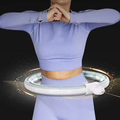 HMS Sada masážní hula hoop HHM15 se závažím, magnety a počítadlem a zeštíhlujícího pásu BR163 zelená