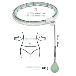 HMS Sada masážní hula hoop HHM15 se závažím, magnety a počítadlem a zeštíhlujícího pásu BR163 zelená