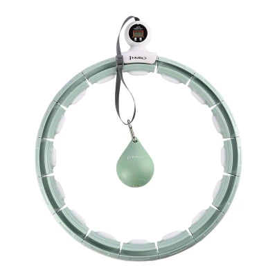 HMS Sada masážní hula hoop HHM15 se závažím, magnety a počítadlem a zeštíhlujícího pásu BR163 zelená