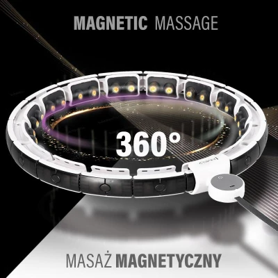 HMS Sada masážní hula hoop HHM16 bílá se závažím, magnety a počítadlem a zeštíhlujícího pásu BR163 PLUS SIZE