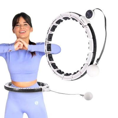 HMS Sada masážní hula hoop HHM16 se závažím, magnety a počítadlem a zeštíhlujícího pásu BR163