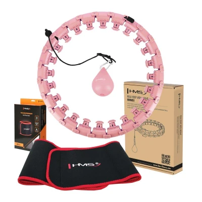 HMS Sada masážní hula hoop HHW01 se závažím a zeštíhlujícího pásu BR163 růžová HMS Sada masážní hula hoop HHW01 se závažím a zeštíhlujícího pásu BR163 růžová
