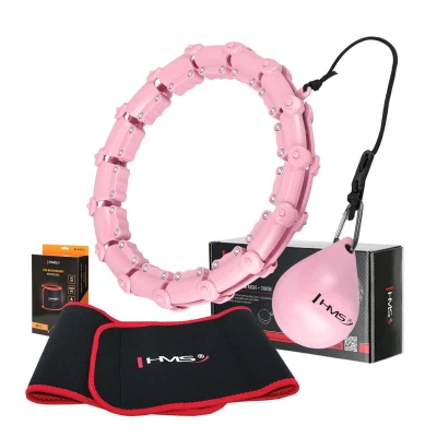 HMS Sada masážní hula hoop HHW02 se závažím a zeštíhlujícího pásu BR163 růžová