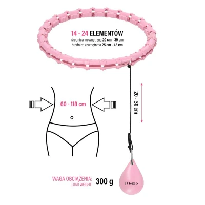 HMS Sada masážní hula hoop HHW02 se závažím a zeštíhlujícího pásu BR163 růžová