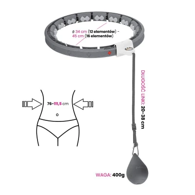 HMS Sada masážní hula hoop HHW06 černá se závažím a počítadlem a zeštíhlujícího pásu BR163 plus size