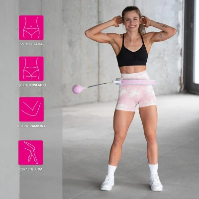 HMS Sada masážní hula hoop HHW06 růžová se závažím a počítadlem a zeštíhlujícího pásu BR163 plus size