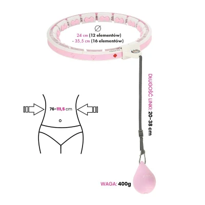 HMS Sada masážní hula hoop HHW06 růžová se závažím a počítadlem a zeštíhlujícího pásu BR163 plus size