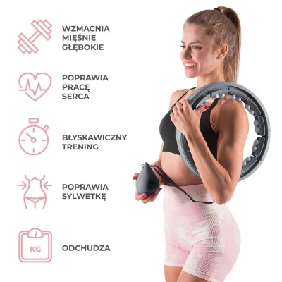 HMS Sada masážní hula hoop HHW06 se závažím a počítadlem a zeštíhlujícího pásu BR163 černá
