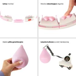 HMS Sada masážny hula hoop HHW06 so závažím a počítadlom a zoštíhľujúceho pásu BR163 ružová