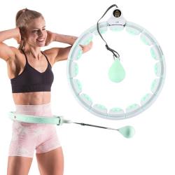 HMS Sada masážní hula hoop HHW06 zelená se závažím a počítadlem a zeštíhlujícího pásu BR163 plus size
