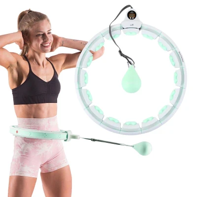 HMS Sada masážní hula hoop HHW06 zelená se závažím a počítadlem a zeštíhlujícího pásu BR163 plus size