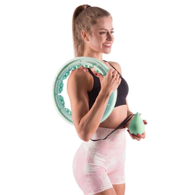 HMS Sada masážní hula hoop HHW06 zelená se závažím a počítadlem a zeštíhlujícího pásu BR163 plus size