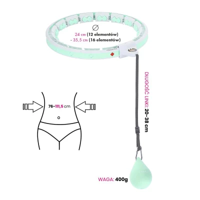 HMS Sada masážní hula hoop HHW06 zelená se závažím a počítadlem a zeštíhlujícího pásu BR163 plus size