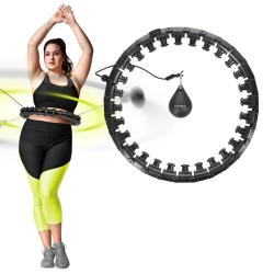 HMS Sada masážní hula hoop HHW12 PLUS Size se závažím a zeštíhlujícího pásu BR163 černá