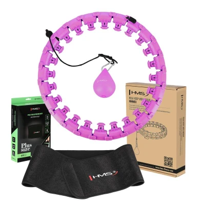HMS Sada masážní hula hoop HHW12 PLUS Size se závažím a zeštíhlujícího pásu BR163 fialová HMS Sada masážní hula hoop HHW12 PLUS Size se závažím a zeštíhlujícího pásu BR163 fialová