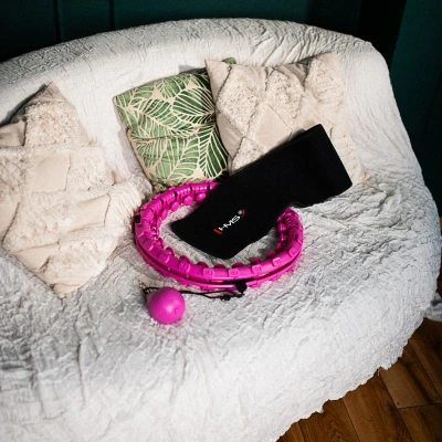 HMS Sada masážní hula hoop HHW12 PLUS Size se závažím a zeštíhlujícího pásu BR163 fialová