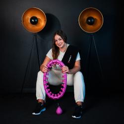 HMS Sada masážny hula hoop HHW12 PLUS Size so závažím a zoštíhľujúceho pásu BR163 fialová