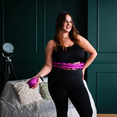 HMS Sada masážní hula hoop HHW12 PLUS Size se závažím a zeštíhlujícího pásu BR163 fialová