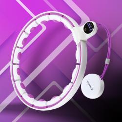 HMS Sada masážní hula hoop se závažím HHM17 a zeštíhlujícího pásu BR163 bílá/fialová