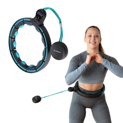 HMS Sada masážní hula hoop se závažím HHM17 a zeštíhlujícího pásu BR163 černá/tyrkysová