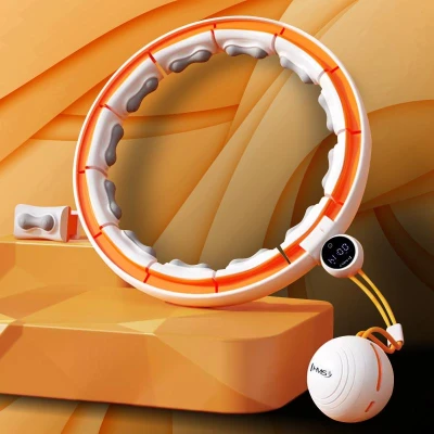 HMS Sada masážní hula hoop se závažím HHM21 a zeštíhlujícího pásu BR1313 bílá/oranžová