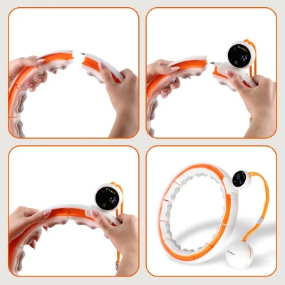 HMS Sada masážní hula hoop se závažím HHM21 a zeštíhlujícího pásu BR1313 bílá/oranžová
