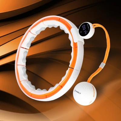 HMS Sada masážní hula hoop se závažím HHM21 a zeštíhlujícího pásu BR1313 bílá/oranžová