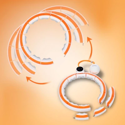 HMS Sada masážní hula hoop se závažím HHM21 a zeštíhlujícího pásu BR1313 bílá/oranžová