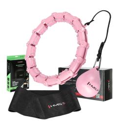 HMS Sada růžové masážní Hula Hoop se závažím HHW11 a zeštíhlujícího bederního pásu HMS BR163 PLUS SIZE