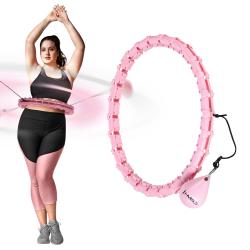 HMS Sada růžové masážní Hula Hoop se závažím HHW11 a zeštíhlujícího bederního pásu HMS BR163 PLUS SIZE