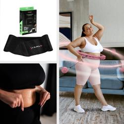 HMS Sada růžové masážní Hula Hoop se závažím HHW11 a zeštíhlujícího bederního pásu HMS BR163 PLUS SIZE