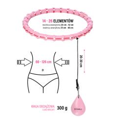 HMS Sada růžové masážní Hula Hoop se závažím HHW11 a zeštíhlujícího bederního pásu HMS BR163 PLUS SIZE
