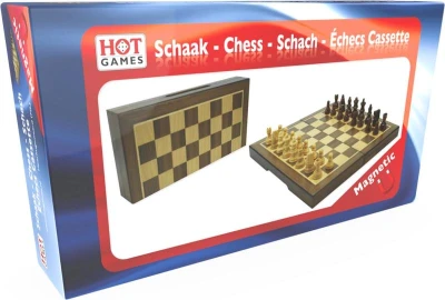 HOT Games Dřevěné magnetické šachy intarzované 24cm