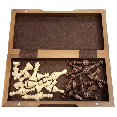 HOT Games Dřevěné magnetické šachy intarzované 24cm