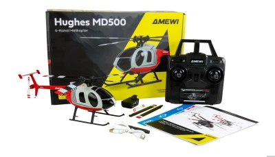 Amewi Hughes MD500 civilní zbarvení 4kanálový RTF RC vrtulník s gyroskopem 6G