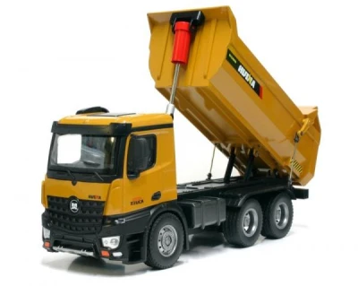 Huina Mercedes-Benz Arocs žlutý celokovový proporcionální RC sklápěč s nosností 3,5 kg