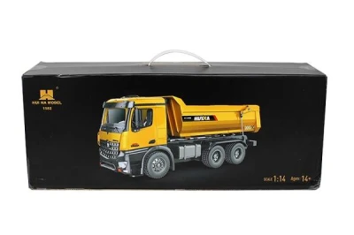 Huina Mercedes-Benz Arocs žlutý celokovový proporcionální RC sklápěč s nosností 3,5 kg