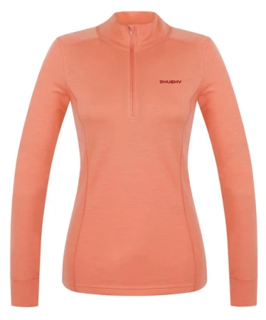 Husky Aron Zip L light orange dámská merino mikina