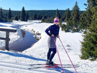 Husky Frozy L dk. magenta dámská péřová sukně