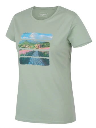 Husky Tee Flo L light green dámské bavlněné triko