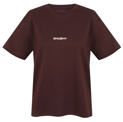 Husky Tee Stamp L brown dámské bavlněné triko