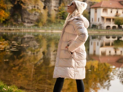 Husky Nerine L beige dámský hardshellový plněný kabát