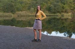 Husky Freez L mustard/dk. grey green dámská oboustranná zimní sukně POUZE L (VÝPRODEJ)