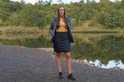 Husky Freez L mustard/dk. grey green dámská oboustranná zimní sukně POUZE L (VÝPRODEJ)